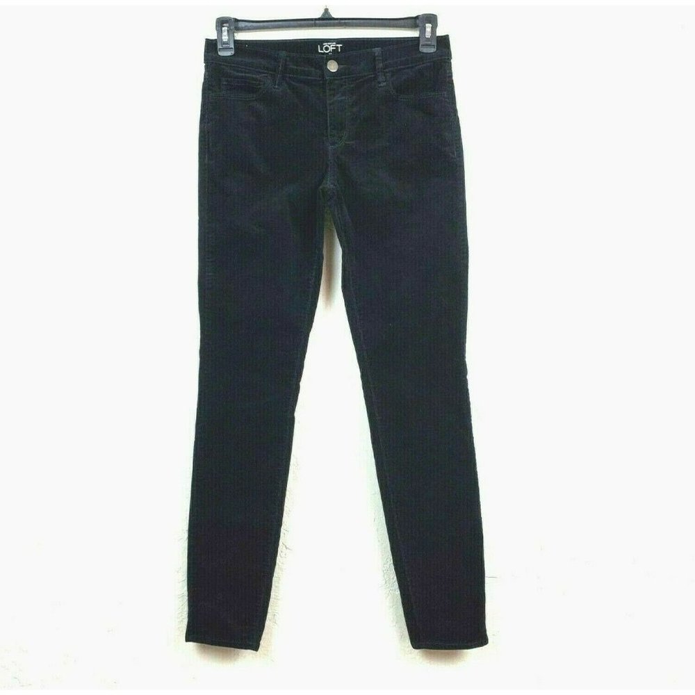 Ann Taylor LOFT Modern Skinny Corduroy Pants sz 4 Black Micro Cord